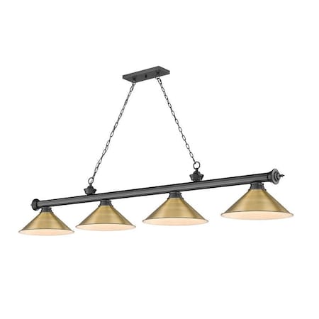 Z-Lite Cordon 4 Light Billiard, Bronze Plate & Rubbed Brass 2306-4BP-RB15